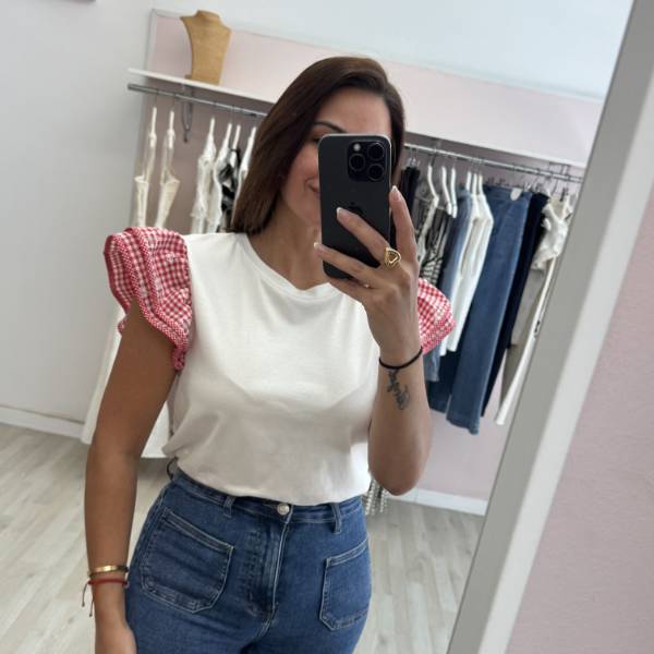 BÁSICA VOLANTE VICHY ROJO