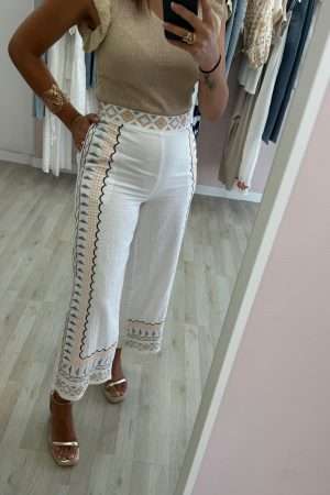 Pantalón bordado blanco