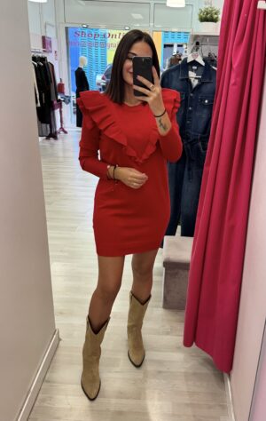 Vestido rojo punto volantes