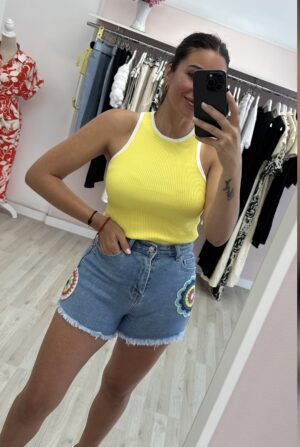 Short denim crochet