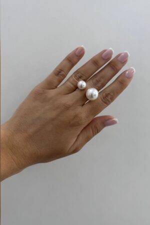Anillo perlas acero