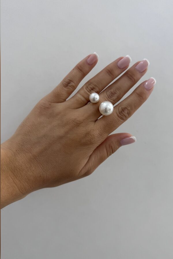 Anillo perlas acero